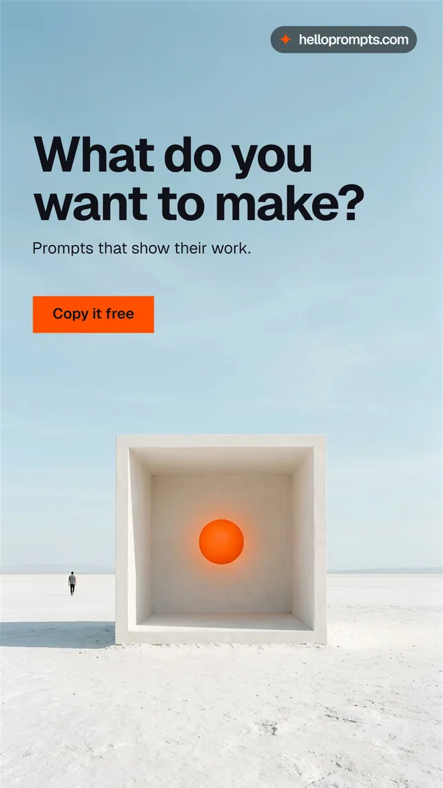 Instagram story for HelloPrompts: "What do you want to make?" Swiss style, bottom layout, light palette in blue, grey, white.