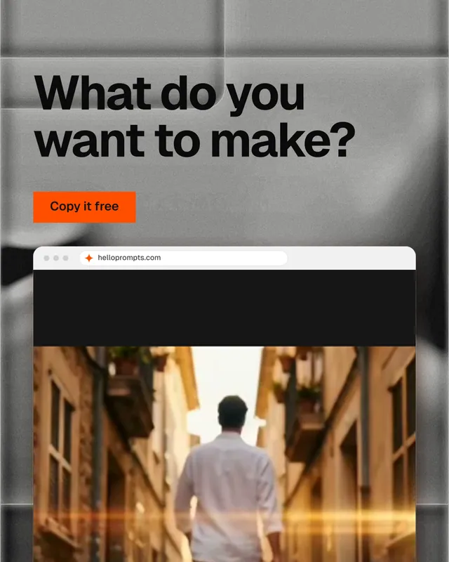Instagram portrait post for HelloPrompts: "What do you want to make?" Swiss style, browser layout, light palette in black, brown, grey.