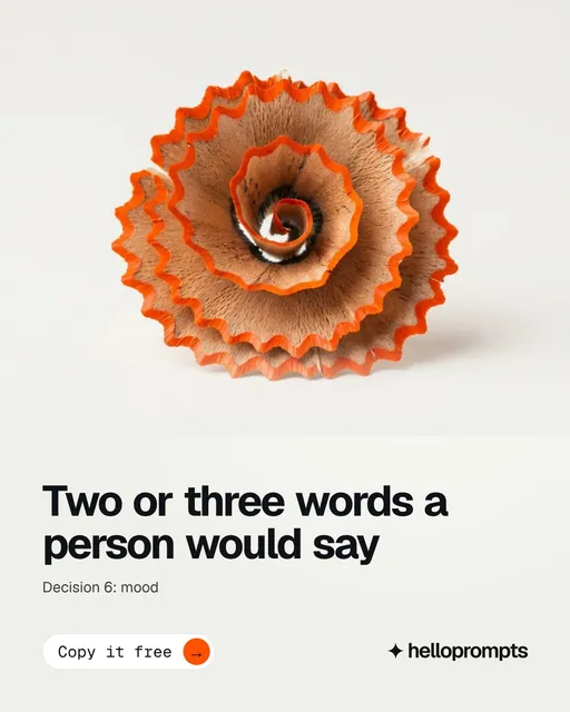 Video for HelloPrompts: "Two or three words a person would say". Doc motion loop, 8.0 s, light palette.