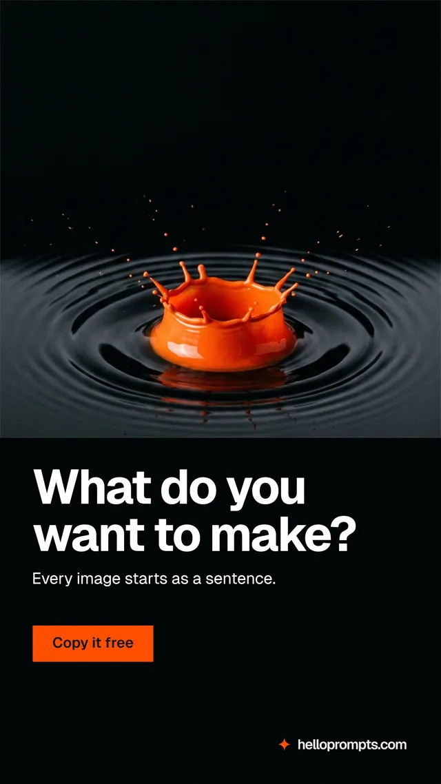Instagram story for HelloPrompts: "What do you want to make?" Swiss style, bottom layout, dark palette in black, grey.