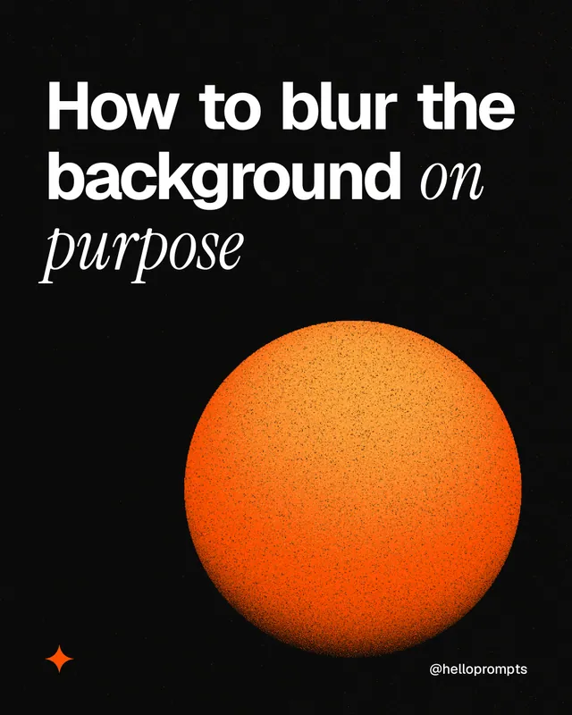 Instagram portrait post for HelloPrompts: "How to blur the background on purpose". Auto 4x5 style, technique:shader field layout, dark palette in black, brown.