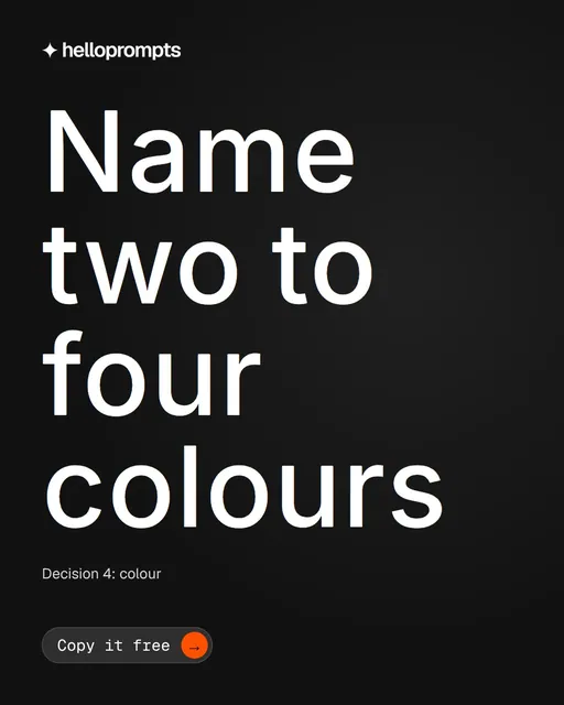 Video for HelloPrompts: "Name two to four colours". Doc motion loop, 8.0 s, dark palette.