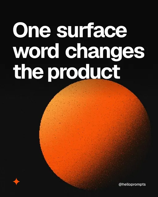 Video for HelloPrompts: "One surface word changes the product". Shader loop, 6.0 s, dark palette.