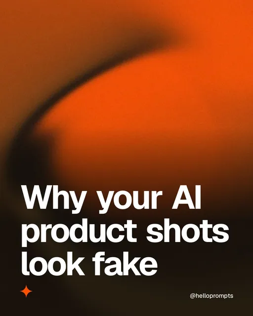 Video for HelloPrompts: "Why your AI product shots look fake". Shader loop, 6.0 s, dark palette.
