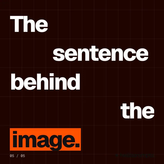 Video for HelloPrompts: "The sentence behind the image.". Kinetic type grid, 6.0 s, dark palette.