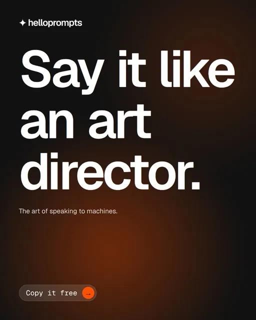 Video for HelloPrompts: "Say it like an art director.". Doc motion loop, 6.0 s, dark palette.