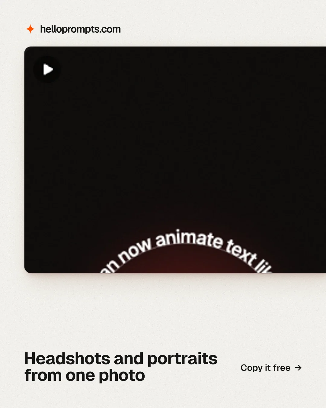 Instagram portrait post for HelloPrompts: "Headshots and portraits from one photo". Swiss style, image led layout, light palette in black, white.