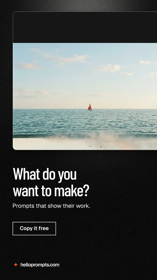 Instagram story for HelloPrompts: "What do you want to make?" Dark deco style, bottom layout, dark palette in black, white, grey.