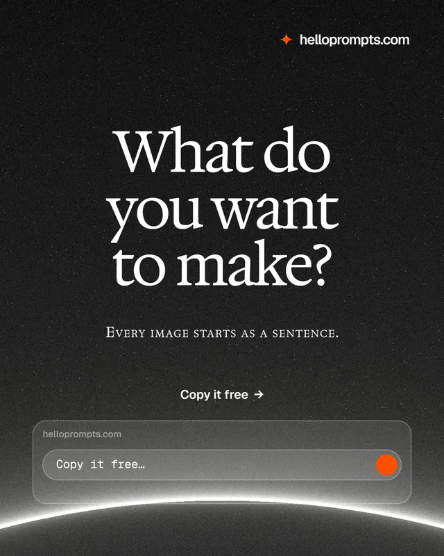Instagram portrait post for HelloPrompts: "What do you want to make?" Swiss style, smallcaps layout, dark palette in black, grey.