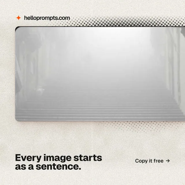 Instagram post for HelloPrompts: "Every image starts as a sentence." Ink sticker style, image led layout, light palette in white, grey.