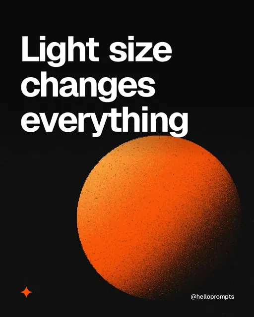 Video for HelloPrompts: "Light size changes everything". Shader loop, 6.0 s, dark palette.