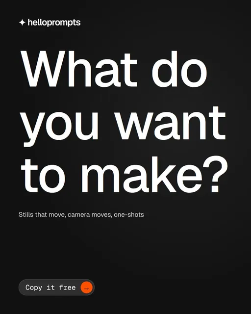 Video for HelloPrompts: "What do you want to make?". Doc motion loop, 6.0 s, dark palette.