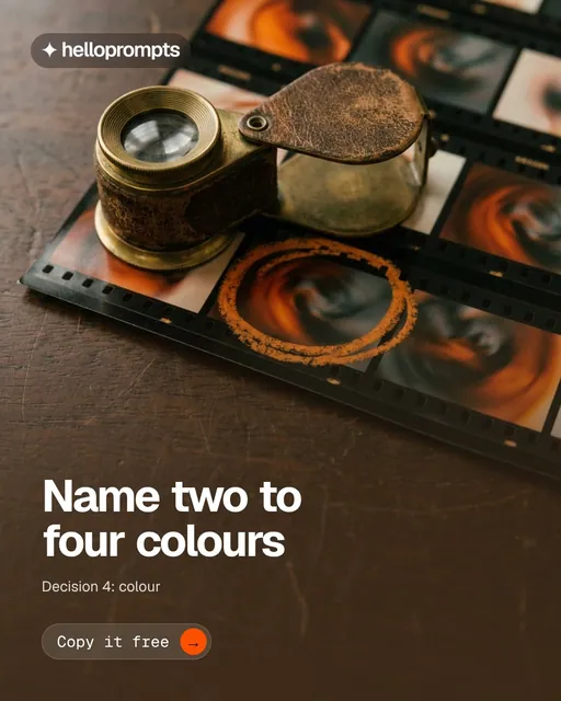 Video for HelloPrompts: "Name two to four colours". Doc motion loop, 8.0 s, dark palette.