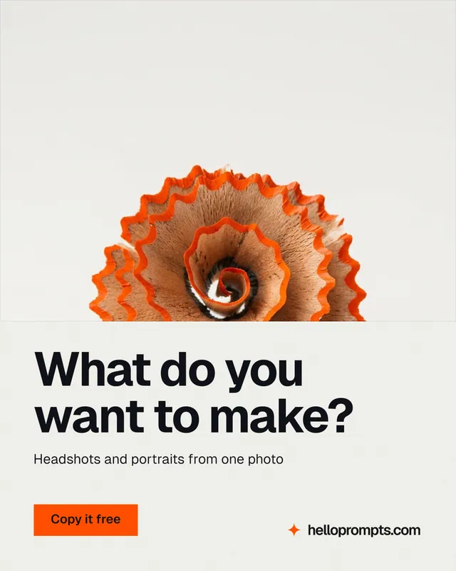 Instagram portrait post for HelloPrompts: "What do you want to make?" Swiss style, bottom layout, light palette in white, brown.