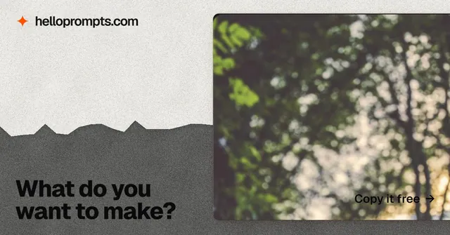 Social ad for HelloPrompts: "What do you want to make?" Paper trio style, image led layout, light palette in grey, white.