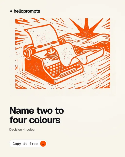 Video for HelloPrompts: "Name two to four colours". Doc motion loop, 8.0 s, light palette.