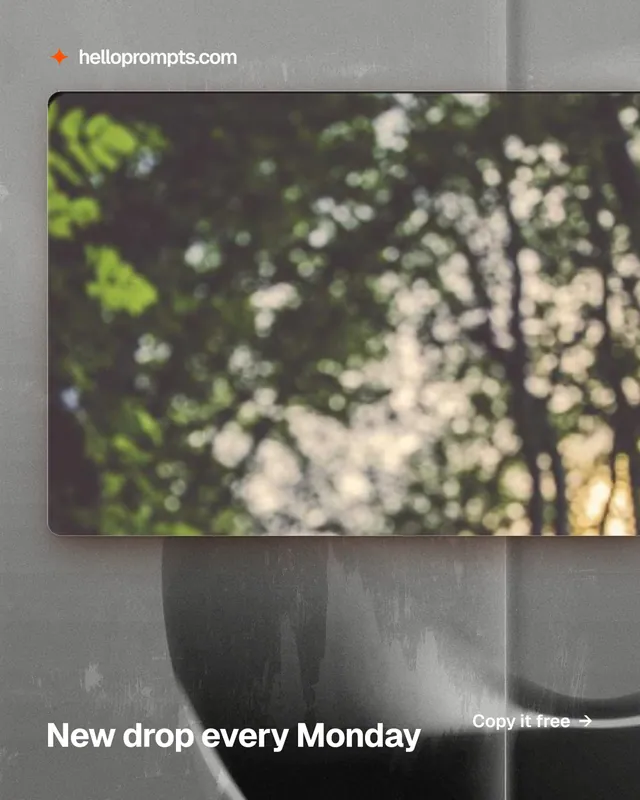 Instagram portrait post for HelloPrompts: "New drop every Monday". Swiss style, image led layout, light palette in grey, black.