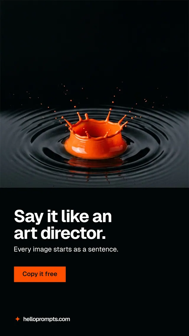 Instagram story for HelloPrompts: "Say it like an art director." Swiss style, bottom layout, dark palette in black, grey.