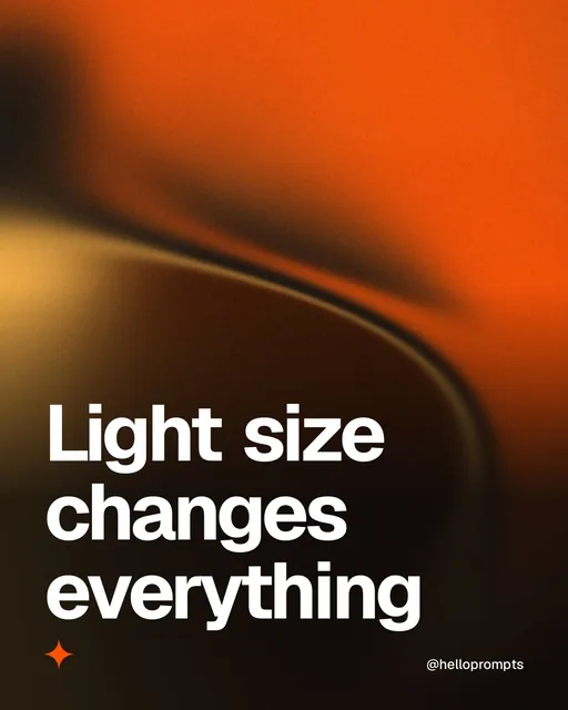 Video for HelloPrompts: "Light size changes everything". Shader loop, 6.0 s, dark palette.