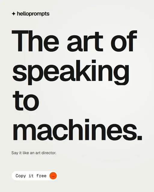 Video for HelloPrompts: "The art of speaking to machines.". Doc motion loop, 8.0 s, light palette.