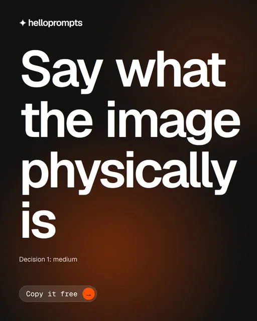 Video for HelloPrompts: "Say what the image physically is". Doc motion loop, 6.0 s, dark palette.
