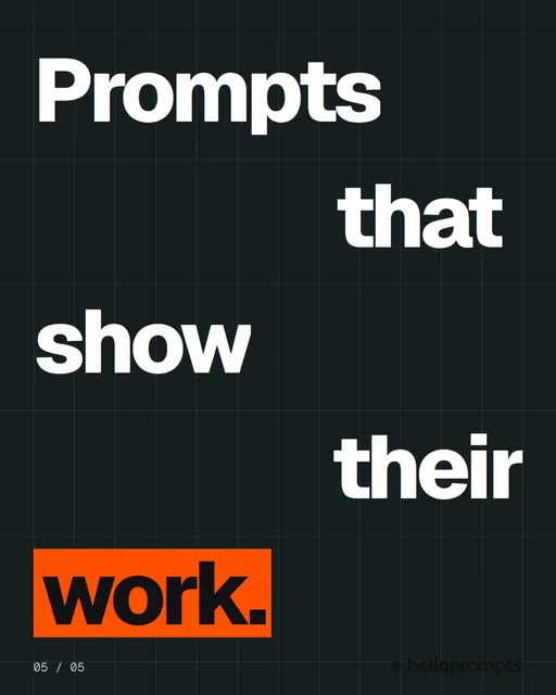 Video for HelloPrompts: "How to prompt a poster that looks designed". Kinetic type grid, 6.0 s, dark palette.