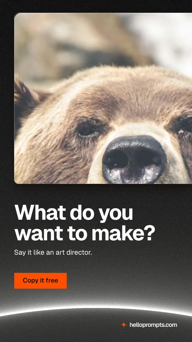 Instagram story for HelloPrompts: "What do you want to make?" Swiss style, bottom layout, light palette in orange, grey, black.