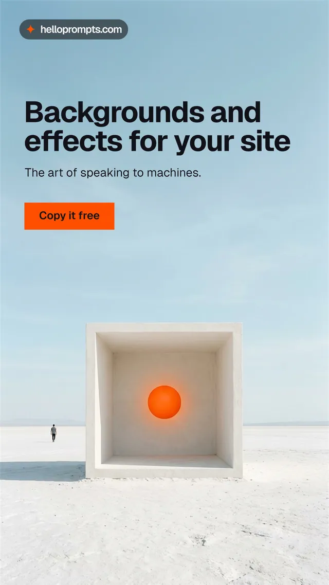 Instagram story for HelloPrompts: "Backgrounds and effects for your site". Swiss style, bottom layout, light palette in blue, grey, white.