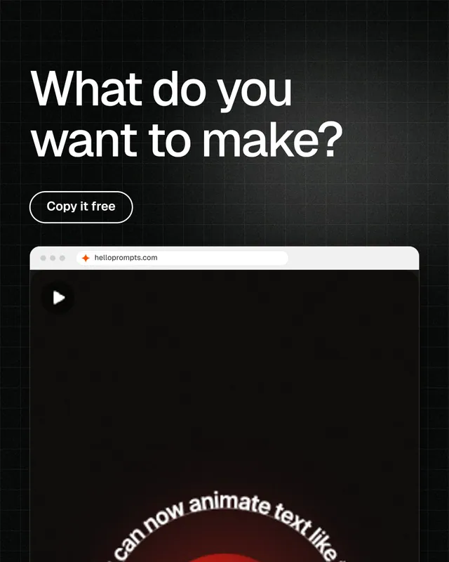 Instagram portrait post for HelloPrompts: "What do you want to make?" Phosphor atlas style, browser layout, dark palette in black, grey.