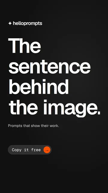 Video for HelloPrompts: "The sentence behind the image.". Doc motion loop, 8.0 s, dark palette.