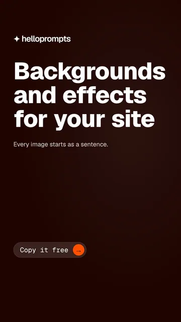 Video for HelloPrompts: "Backgrounds and effects for your site". Doc motion loop, 6.0 s, dark palette.