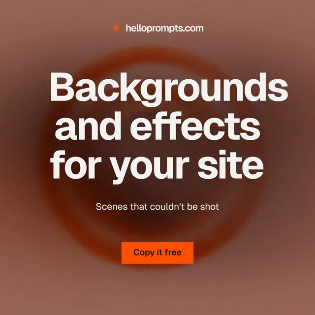 Instagram post for HelloPrompts: "Backgrounds and effects for your site". Swiss style, centred layout, dark palette in red, orange.
