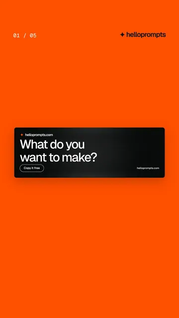 Video for HelloPrompts. Ad flipbook, 7.5 s, dark palette.
