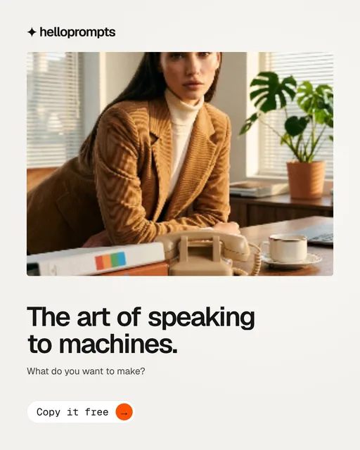 Video for HelloPrompts: "The art of speaking to machines.". Doc motion loop, 8.0 s, light palette.