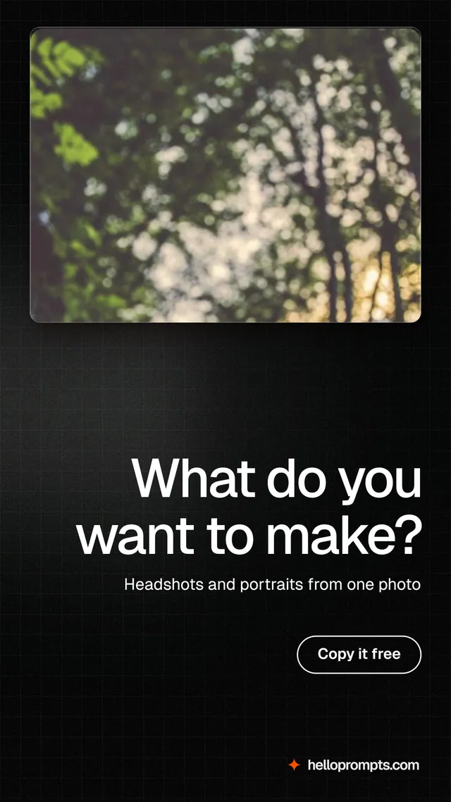 Instagram story for HelloPrompts: "What do you want to make?" Phosphor atlas style, right layout, dark palette in black, grey.