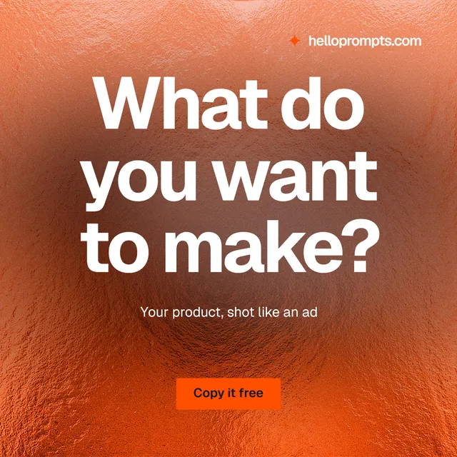 Instagram post for HelloPrompts: "What do you want to make?" Swiss style, centred layout, light palette in orange.