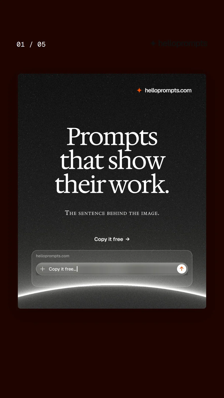 Video for HelloPrompts. Ad flipbook, 7.5 s, dark palette.