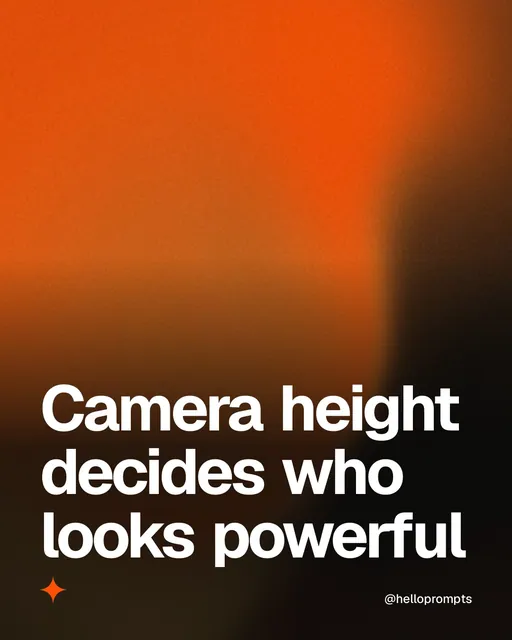 Video for HelloPrompts: "Camera height decides who looks powerful". Shader loop, 6.0 s, dark palette.