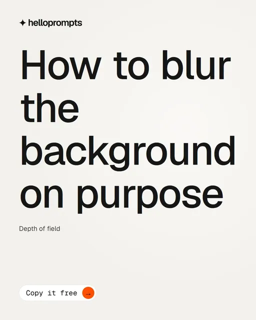 Video for HelloPrompts: "How to blur the background on purpose". Doc motion loop, 7.0 s, light palette.