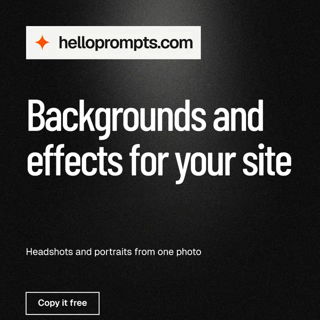 Instagram post for HelloPrompts: "Backgrounds and effects for your site". Dark deco style, announce layout, dark palette in black, grey.