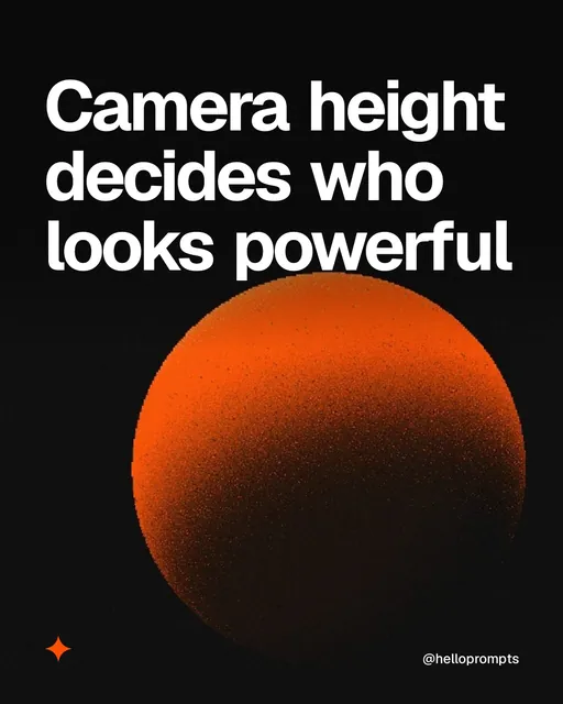 Video for HelloPrompts: "Camera height decides who looks powerful". Shader loop, 6.0 s, dark palette.
