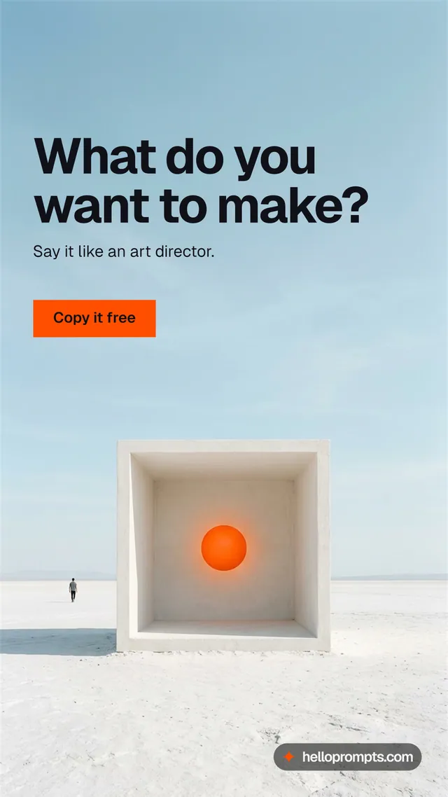 Instagram story for HelloPrompts: "What do you want to make?" Swiss style, bottom layout, light palette in blue, grey, white.