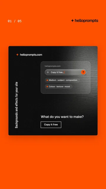 Video for HelloPrompts. Ad flipbook, 7.5 s, dark palette.