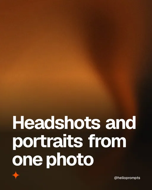 Video for HelloPrompts: "Headshots and portraits from one photo". Shader loop, 6.0 s, dark palette.