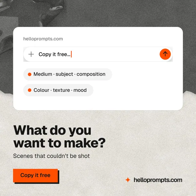 Instagram post for HelloPrompts: "What do you want to make?" Paper trio style, bottom layout, light palette in white, grey.