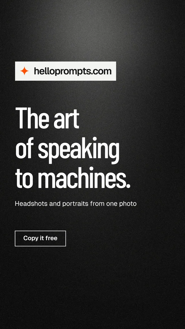 Instagram story for HelloPrompts: "The art of speaking to machines." Dark deco style, announce layout, dark palette in black, grey.