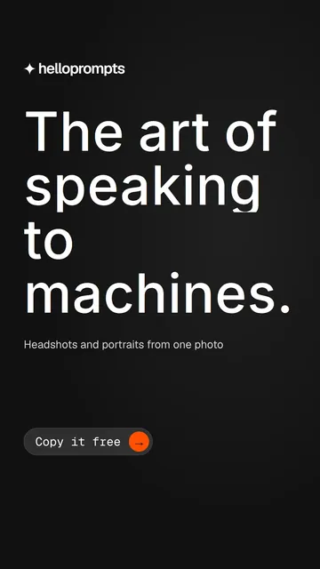 Video for HelloPrompts: "The art of speaking to machines.". Doc motion loop, 8.0 s, dark palette.