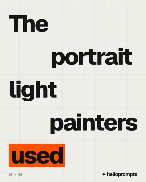 Video for HelloPrompts: "The portrait light painters used". Kinetic type grid, 6.0 s, light palette.