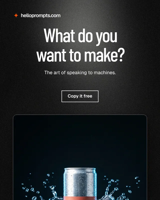Instagram portrait post for HelloPrompts: "What do you want to make?" Dark deco style, centred layout, dark palette in black, grey.