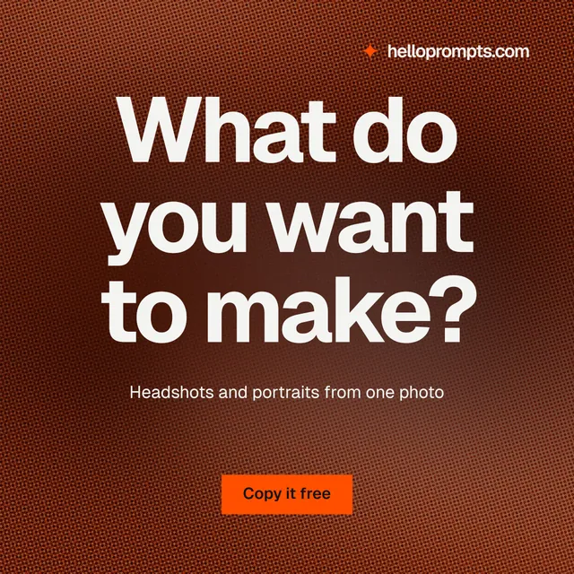 Instagram post for HelloPrompts: "What do you want to make?" Swiss style, centred layout, dark palette in red, orange, grey.